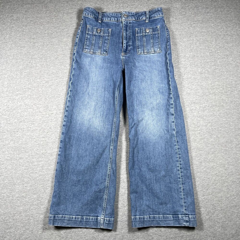Paige Jeans Womens 30 Blue Wide-Leg High Rise Relaxed Medium Wash Pockets